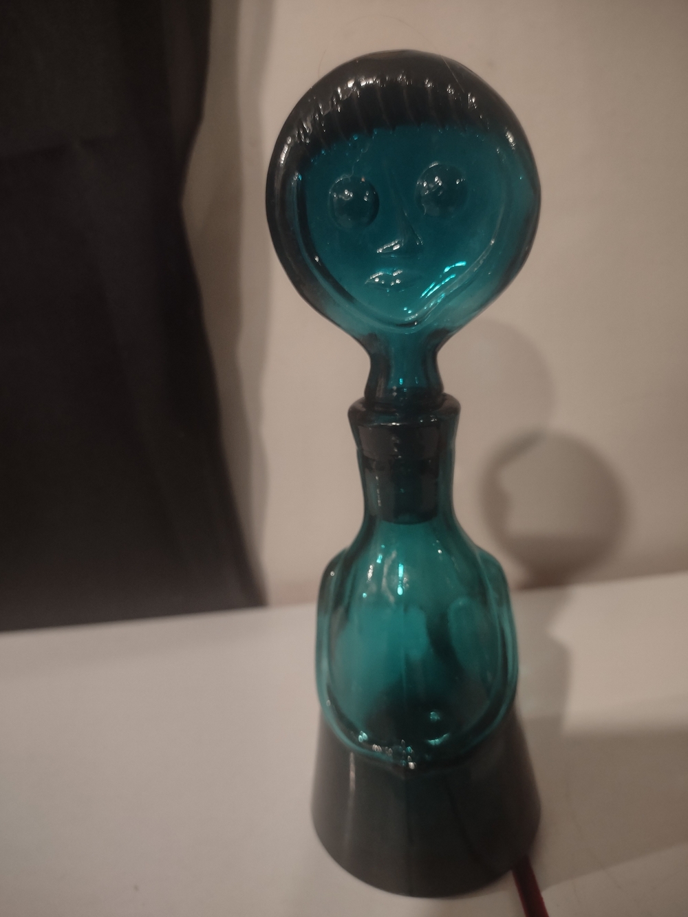 Teal Glass Decorative Figurine Lamp - Modern Home Art